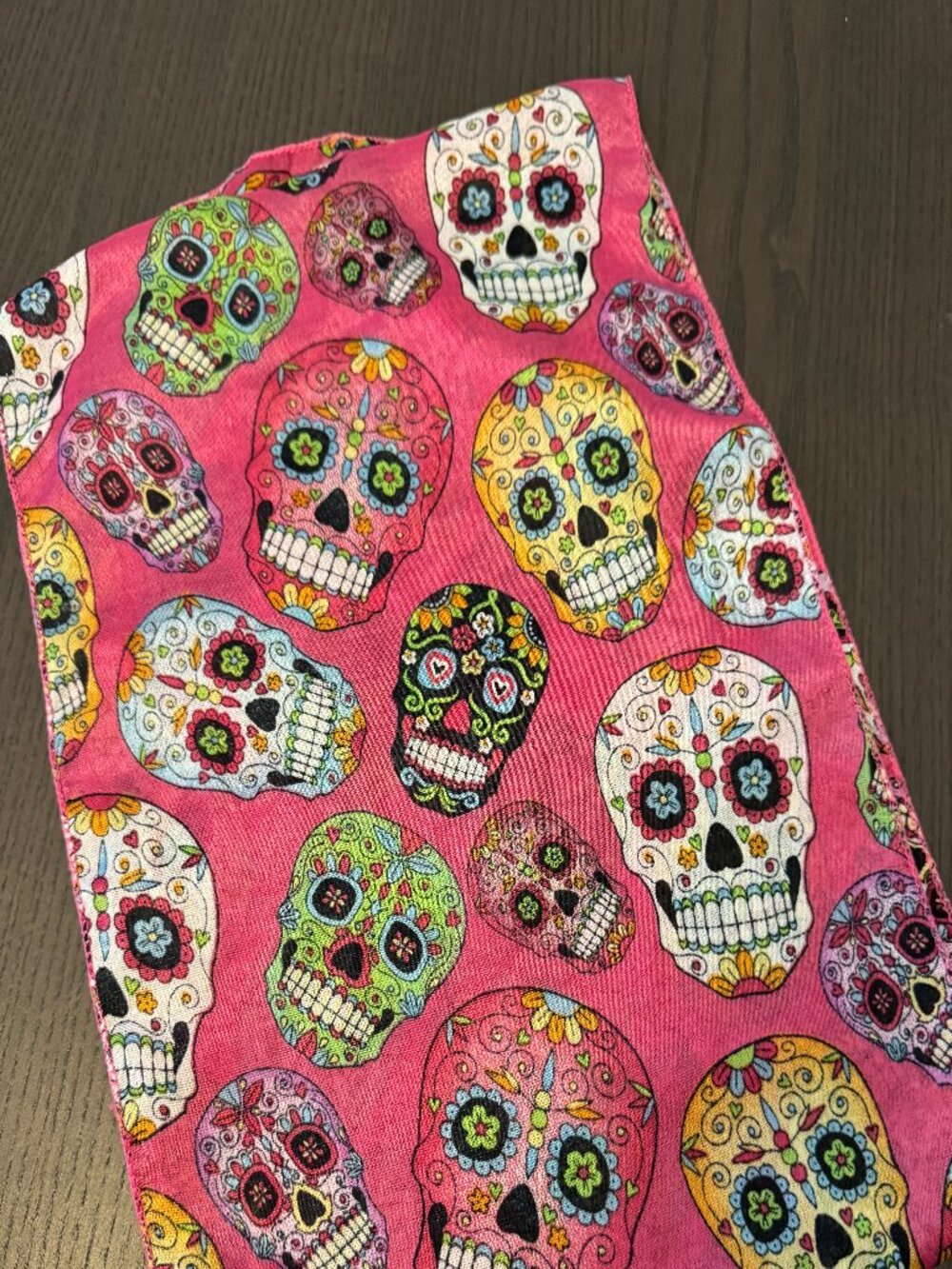 Halloween Scarf Sugar Skull Multicolour 60 x 12 inches